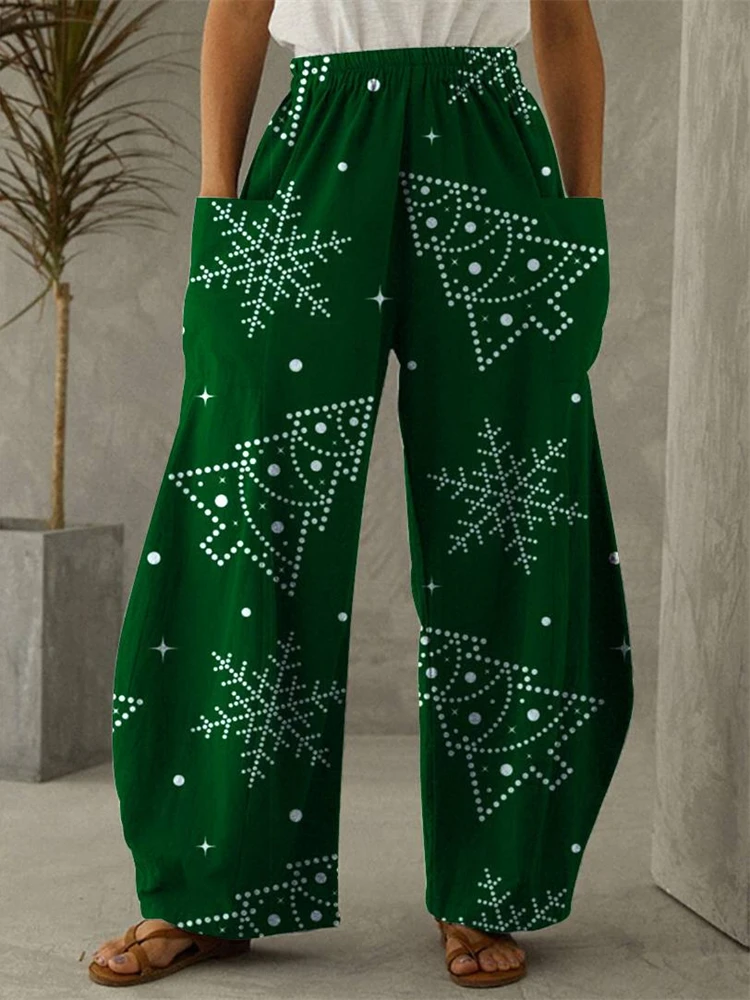 

Christmas Tree Stars Gifts Full Length Wide Leg Pants Printed Thin Hipster Fashion Summer Streetwear Sweatpants Women Clothing