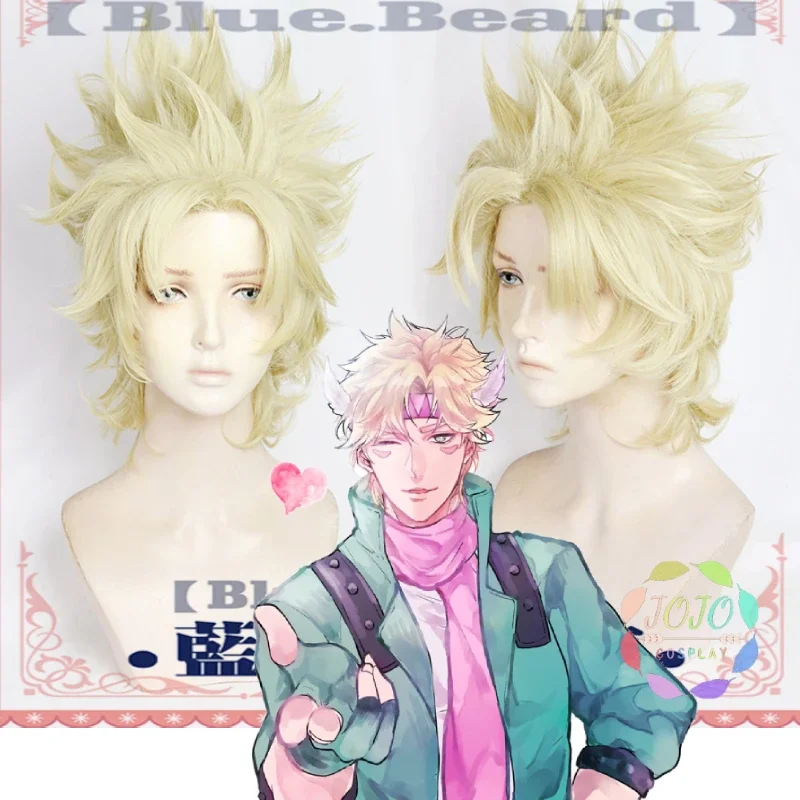 JoJo's Bizarre Adventure Caesar Anthonio Zeppeli Golden Short Cosplay Heat Resistant Synthetic Hair Halloween Costume + Wig Cap