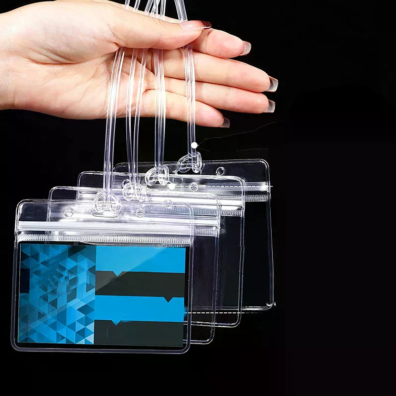 10pcs Transparent ID Card Holder Waterproof ID Card Holder Badge Sealed Document Protection School Supplies Nurse Accessories
