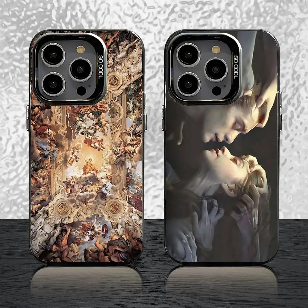 

Renaissance Oil Paintings Phone Case For iPhone 16,15,14,13,12,11,Pro,Max,Plus,Mini,SE Black Candy Matte Shockproof Cover