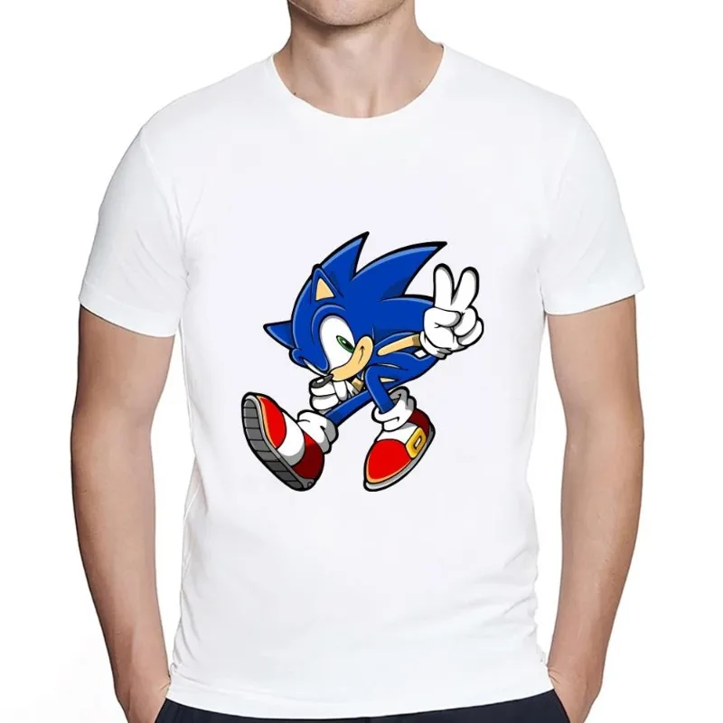 Cartoon Game S-Sonic Movie T Shirt Men Couple Combination Clothes Short Sleeve Collar Fashion Women Cotton