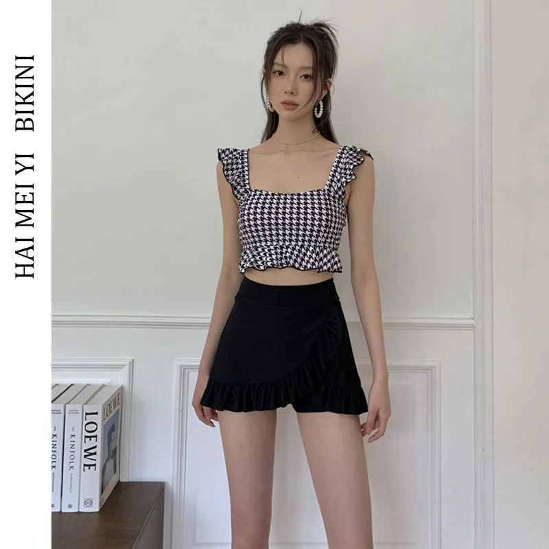 

Новый женский раздельный купальник Haimei: скромный, скрывающий живот, для небольшой груди, с высокой талией, утягивающий, термокостюм для плавания