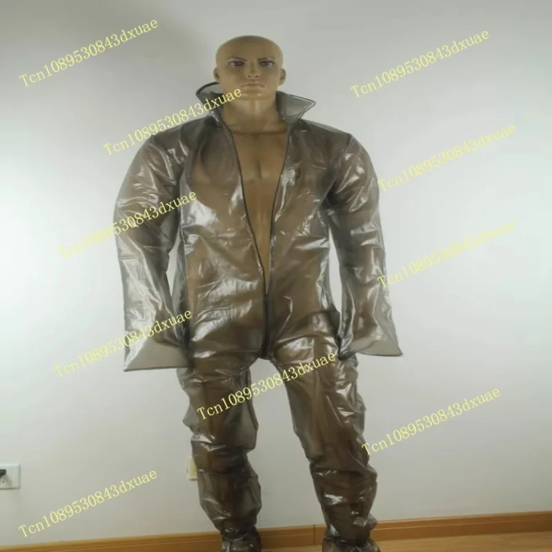 

PVC Jumpsuit Plastic Transparent Soft Overall Full Body Hooded Zipper Catsuit Bodysuits Zentai Sexy Costumes Private Party