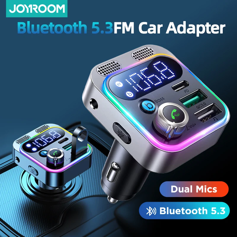 Bluetooth-адаптер 48 Вт PD QC3.0, автомобильный FM-передатчик Bluetooth 5,3 для автомобиля, мощное двойное зарядное устройство с глубокими басами, Aux, Bluetooth-зарядное устройство