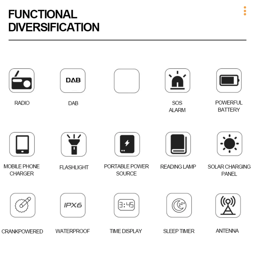 جديد DAB راديو FM الطاقة الشمسية كرنك اليد الجيل متعدد الوظائف راديو بالطاقة الشمسية بطارية تعمل المحمولة راديو الطقس 10000mAh