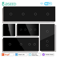 BSEED Wifi 1/2/3Gang Touch Light Switches Double Smart Switches 1/2/3Way Tuya Smart Life Alice Control Glass Panel EU Standard