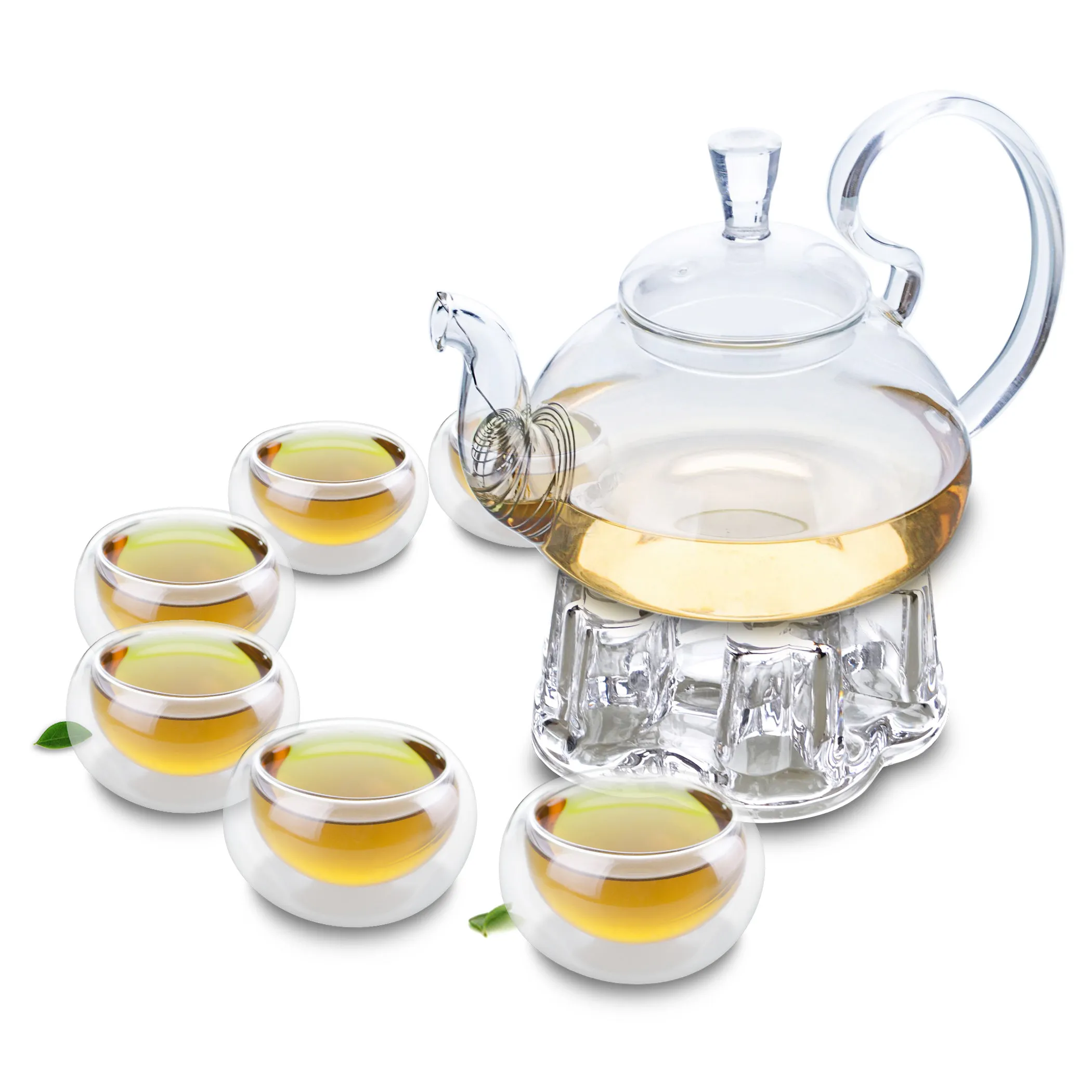 

1x Tea Set F-1*830ml High Handle Heat-Resisting Glass Tea Pot+6 Cups+1*Warmer