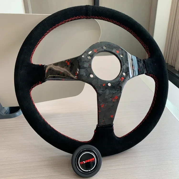 TIYPEOR new suede forged red carbon fiber deep wheel high-quality modified steering wheel