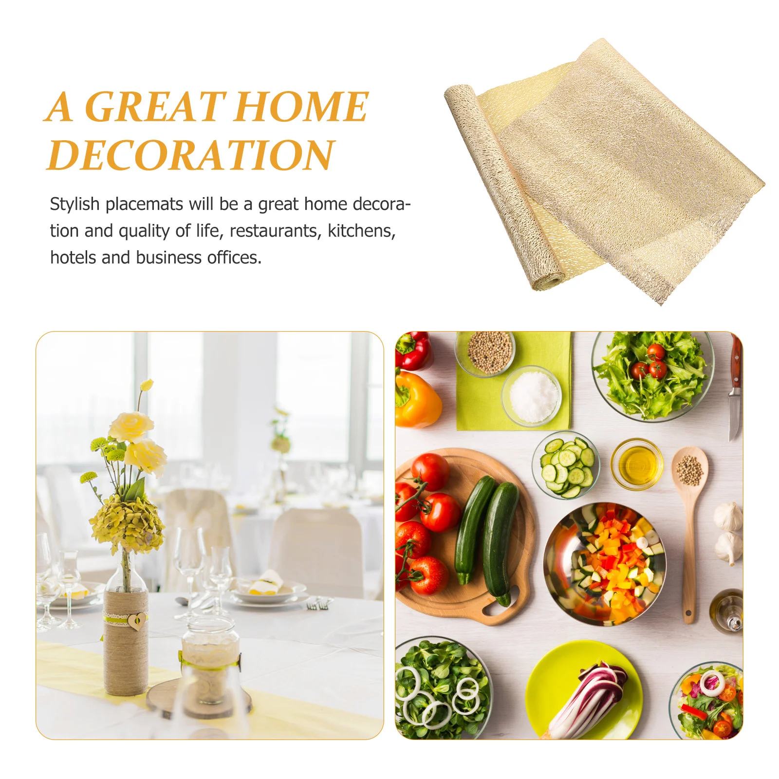 

Gilding Heat-Resistant PVC Placemat Table Runner Insulated Dining Table Mat Modern Decorative Coffee Station Accessories