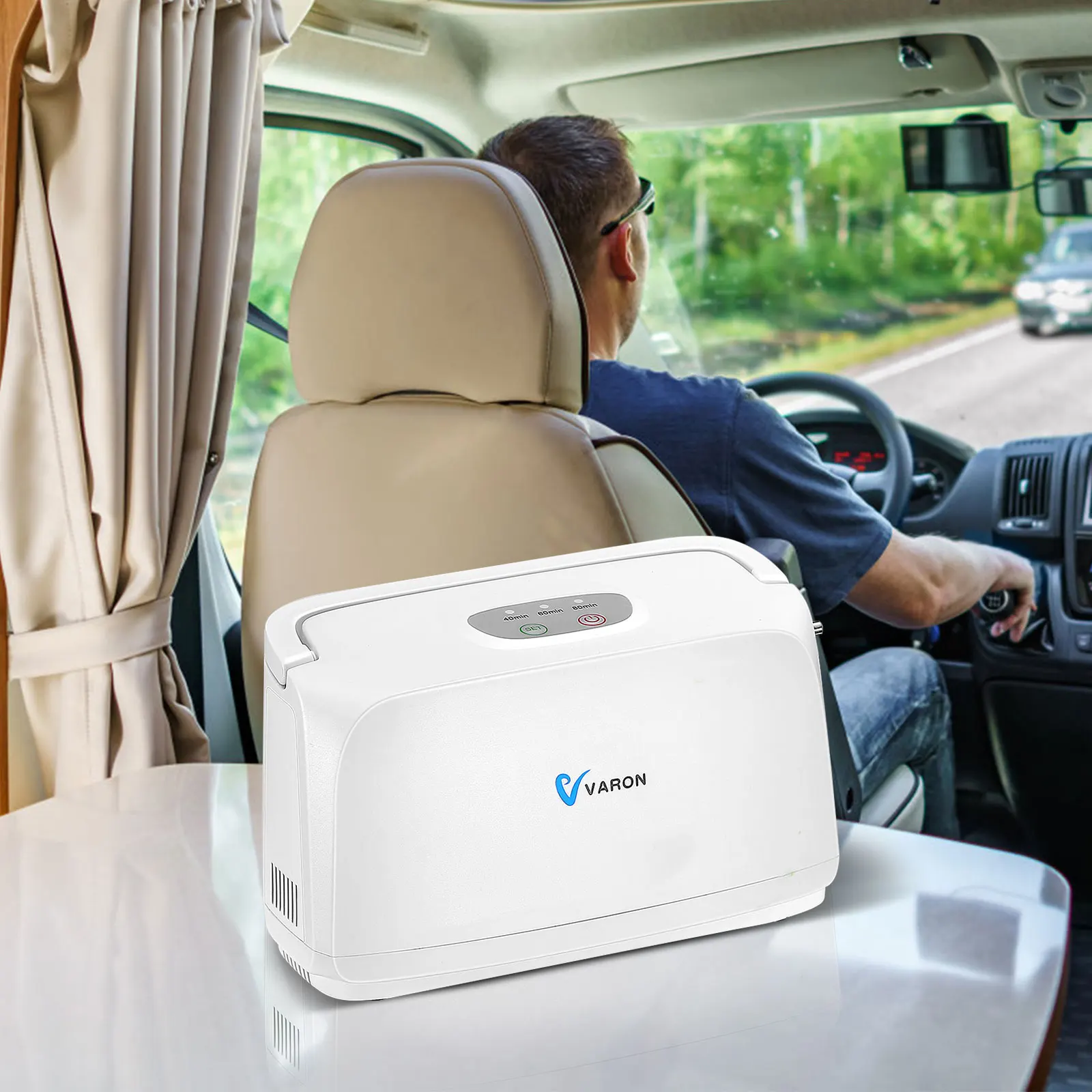 

VARON 3L/min Pulse Flow 30-33% Air Purifier Portable Outdoor 0xy-Concertrator Machine with Battery AC/DC For In Car/Travel Use