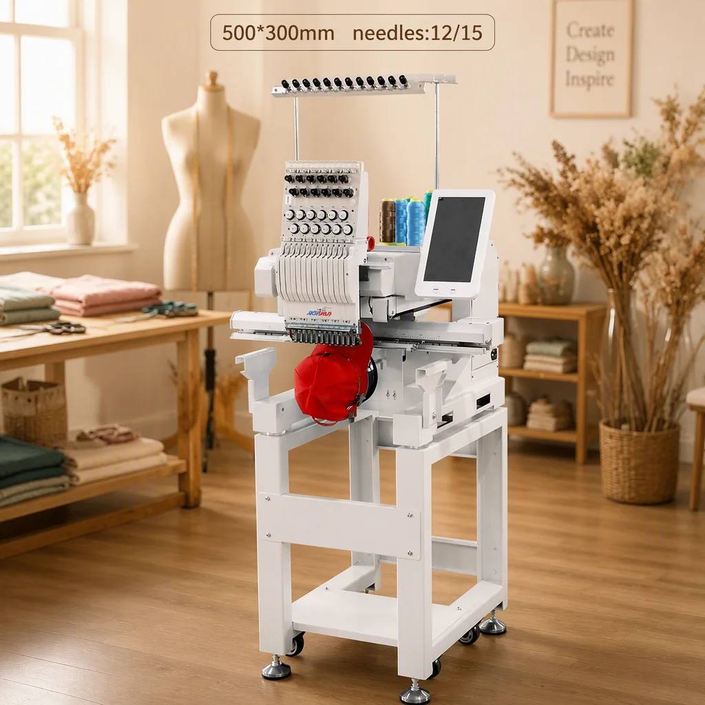 REVHON Single Head Computer Embroidery Machine for Custom Logos, Names, and Personalized Garments