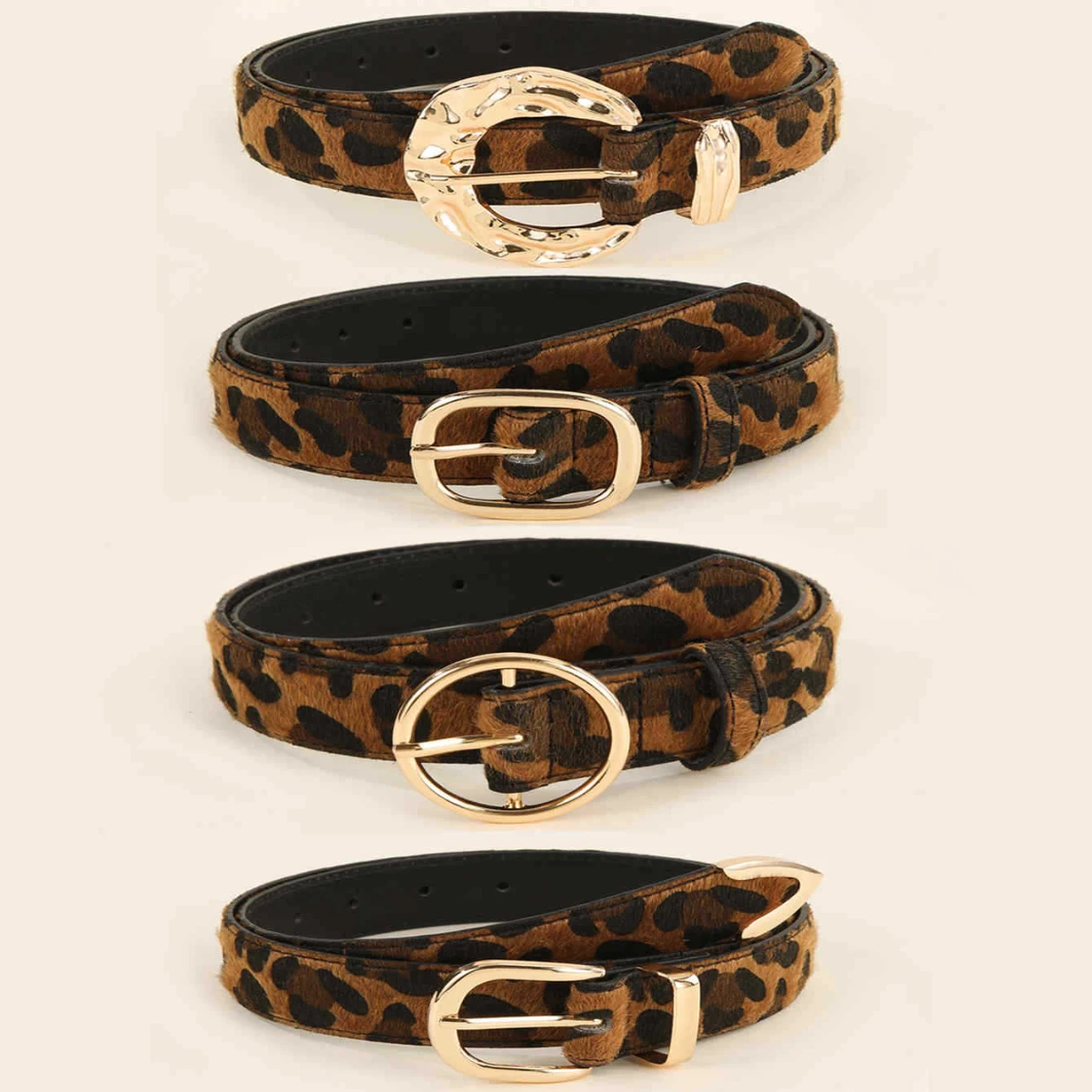 

american fashion versatile belt leopard print snake print women's round alloy japanese buckle decorative belt for women