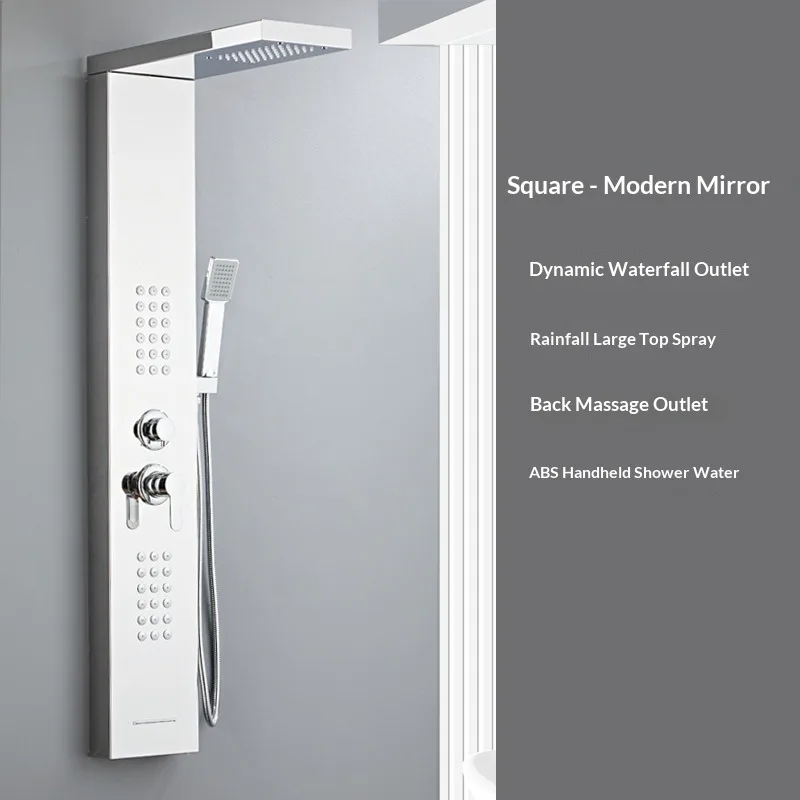 304 Stainless Steel Shower Panel Thermostatic Smart Digital Display Rain Shower Set Gold Euro Style Wall Mounted Bathroom