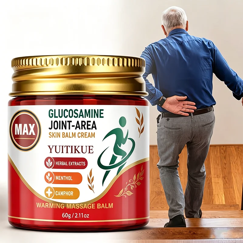 Baume chauffant pour les articulations YUITIKUE Max Glucosamine, extrait d'herbes, menthol, camphre, nourrissant, soin quotidien des muscles, des articulations et de la peau, 60g