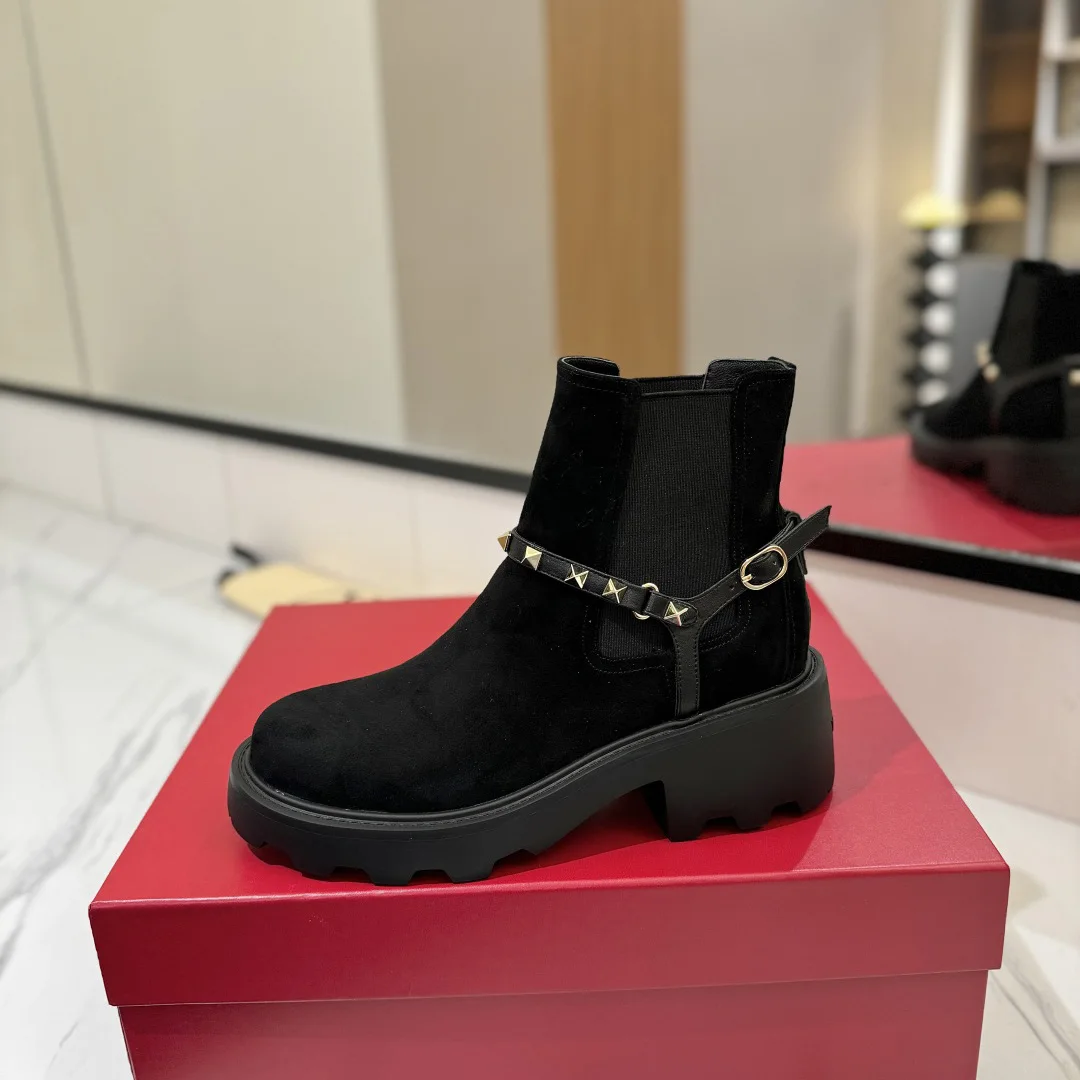 جديد إمرأة حذاء من الجلد جلد طبيعي سميكة وحيد برشام حذاء من الجلد لوكس تصميم جولة تو سميكة وحيد جلد البقر المواد حجم 35-40 #2