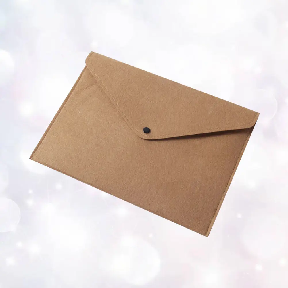 

Felt File Folder Button Document Organizer Brown A4 Size Tear-Proof Comfortable Touch for Office School Home Document Storage