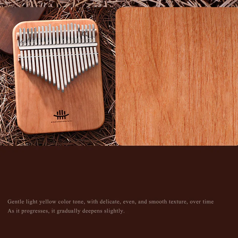 HLURU 21 Keys Kalimba Professional Thumb Piano All Solid Wood Veneer Cherry Wood Kalimba Finger Piano Keyboard Instrument