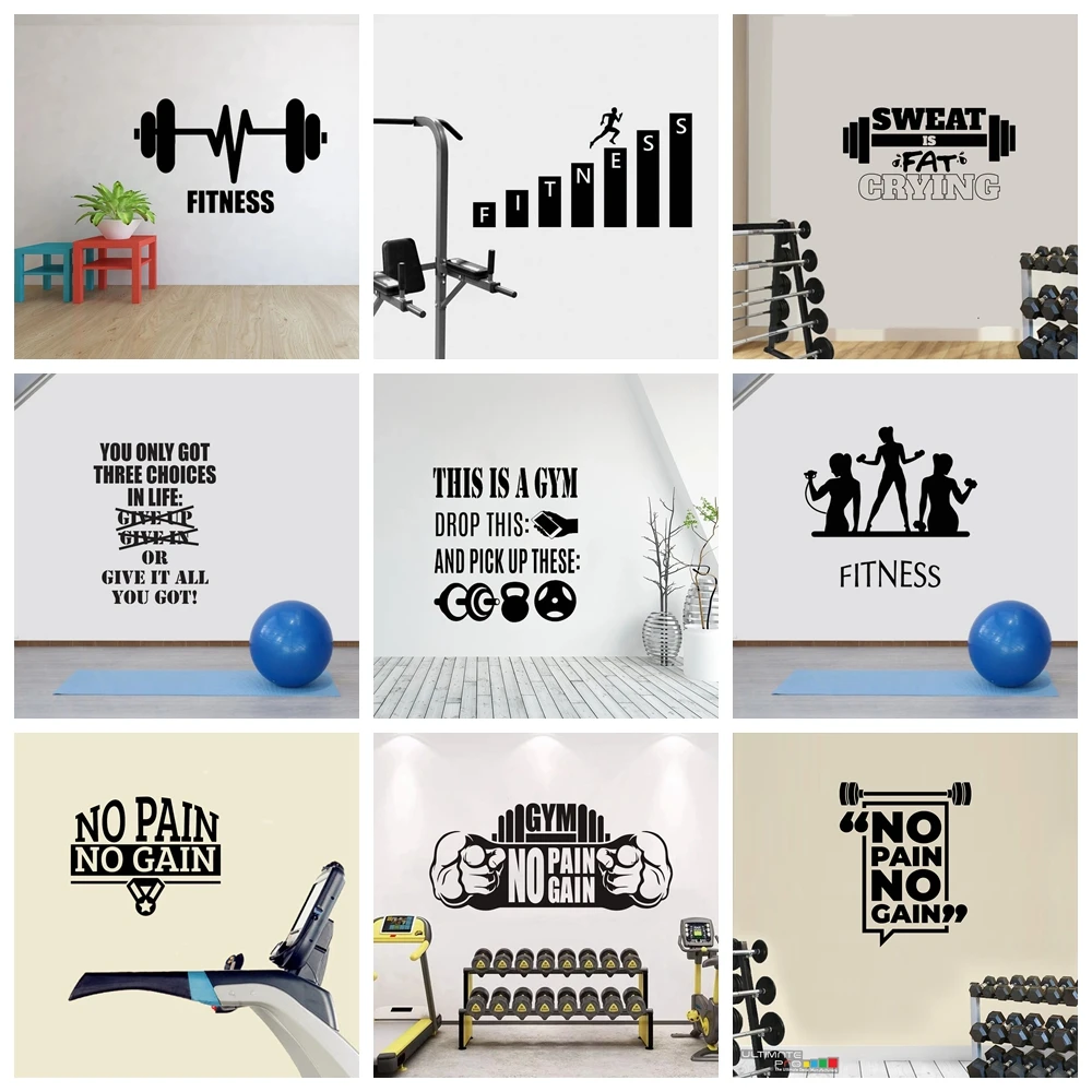 1 pc hot sale GYM culture Wall Sticker Home Decor Decoration For Kids Rooms living room Decoration Art Decor Wallpaper