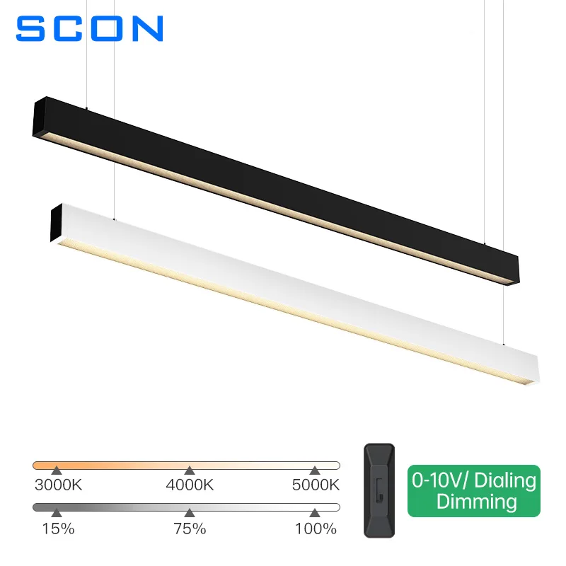 scon led deep anti glare linear pendant light dimmable hanging light cct changing linkable light para escritorio e vida 010v discagem 01