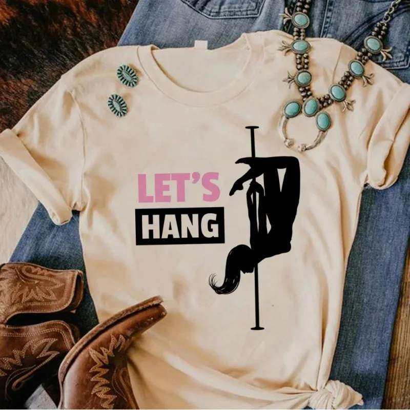 Steel Pipe Dance Pattern Pure Cotton Printed Men's and Women's Fashion Trend T-shirt Summer New Personalized Round Neck T-shirt