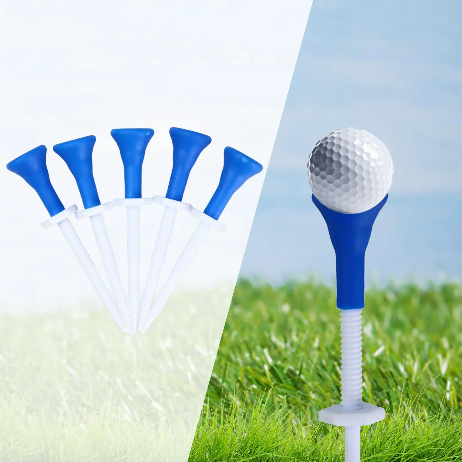 5 Pieces Golf Tees Golf Ball Holder Adjustable Training and Hard Combination Materials Sports Accessory High Stability