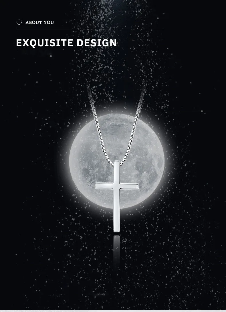 

Новое ожерелье из чистого серебра 925 пробы с крестом для женщин, классическая цепочка на ключицы, цепочка-коробочка, персонализированный кулон, простое серебряное украшение