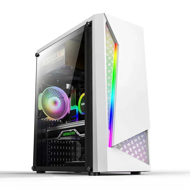 Aotesier pc gaming i9 i7 ordenador tira de luz acrílica panel frontal fuente de alimentación superior chasis transparente lateral juego atx host box