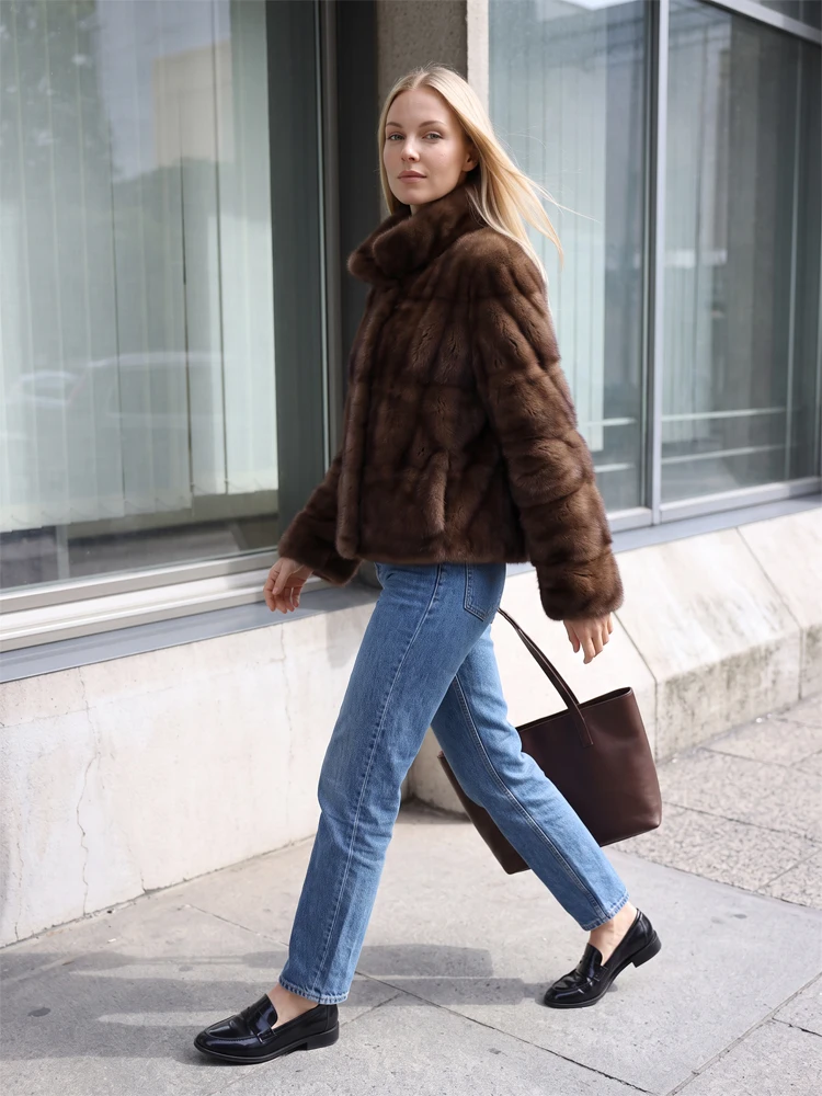 Ladies Mid To Long Spliced Fur Jackets Casual Solid Lapel Full Sleeves Loose Fit Coats Lady Winter Daily Street Fashion Overcoat