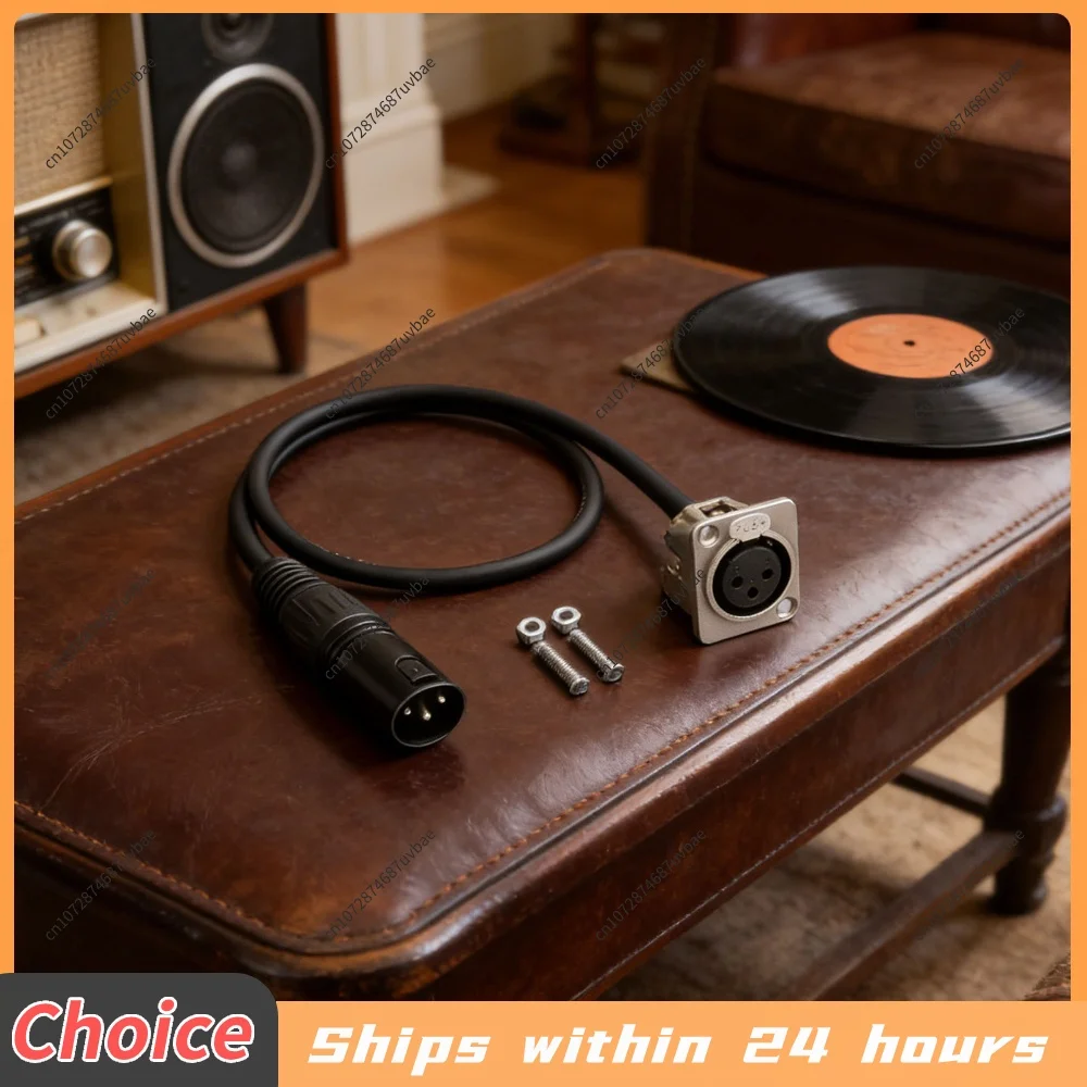 

3Pin D Type XLR Cable Male To Female Pass Through Connector 0.6m/2 Feet with Mounting Screws for Premium Stage Box Patch Panel