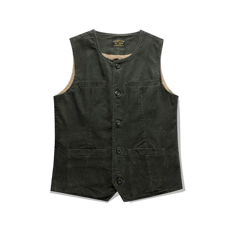 

High Quality Amekaji Style Wear Men's Vest Japanese-Style Retro Slim Casual Jacket