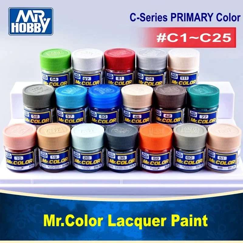 Mr.Hobby 10ml C1-C25 Lacquer Oil Paint Primary Series Gloss Metallic Pigment for Model Painting Spray Tools Hobby DIY