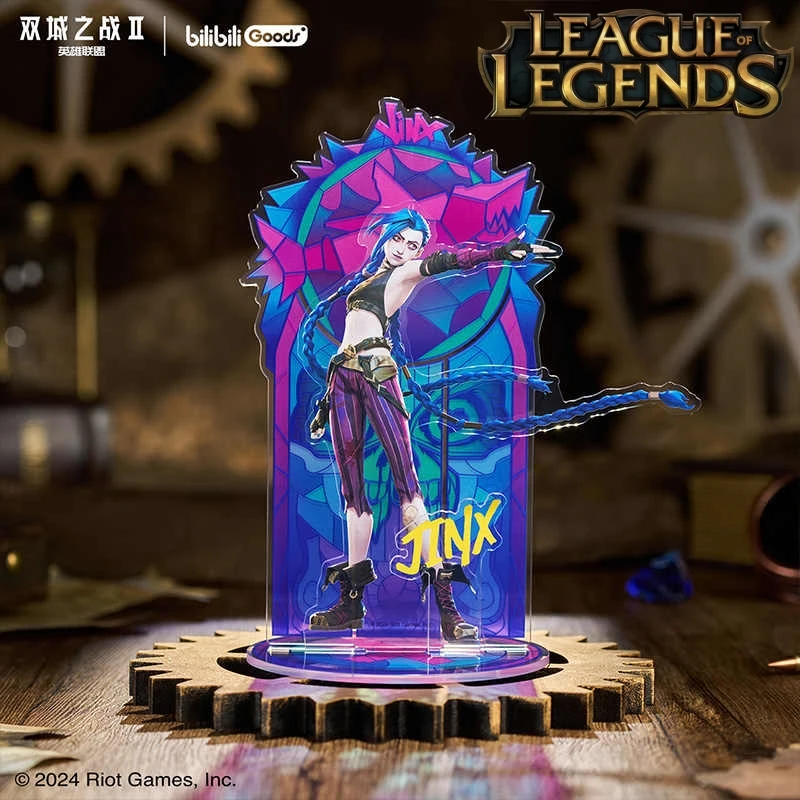 New League Of Legends City Of Two Cities Jinx Vi Caitlyn Kiramman Sign Perimeter Cartoon Anime Figure Decoration Ornament Model