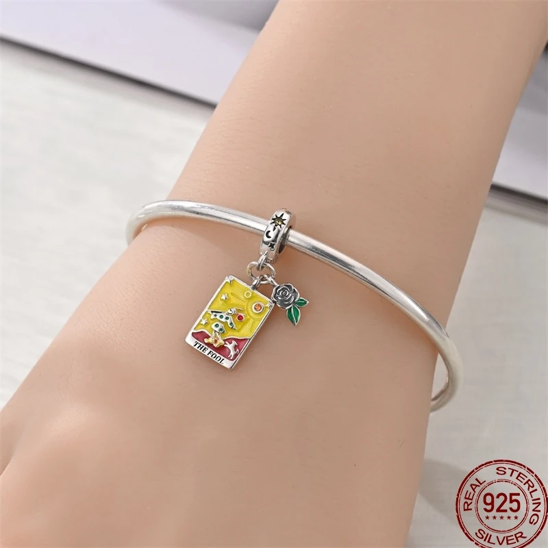 Charms 925 Sterling Silver Tarot Card Devil Hermit Wheel of Fortune Sun Star Pendant Fit Bracelets Necklace DIY Jewelry Hot Sale