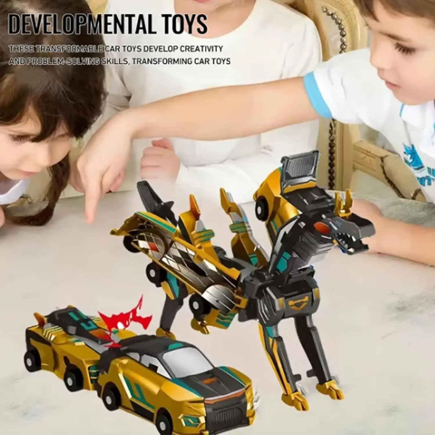 Collision Transforming Dinosaur Car Toy Magnetic Dinosaur Transformer Car Transform into Dinosaurs Fun Transforming Cars