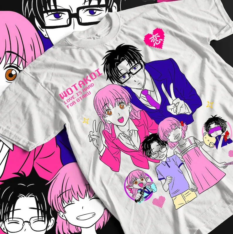 Wotakoi Love Is Hard for Otaku Y2K Aesthetic T shirt Trendy Oversized Unisex Vintage Loose Short Sleeves Classic Streetwear soft