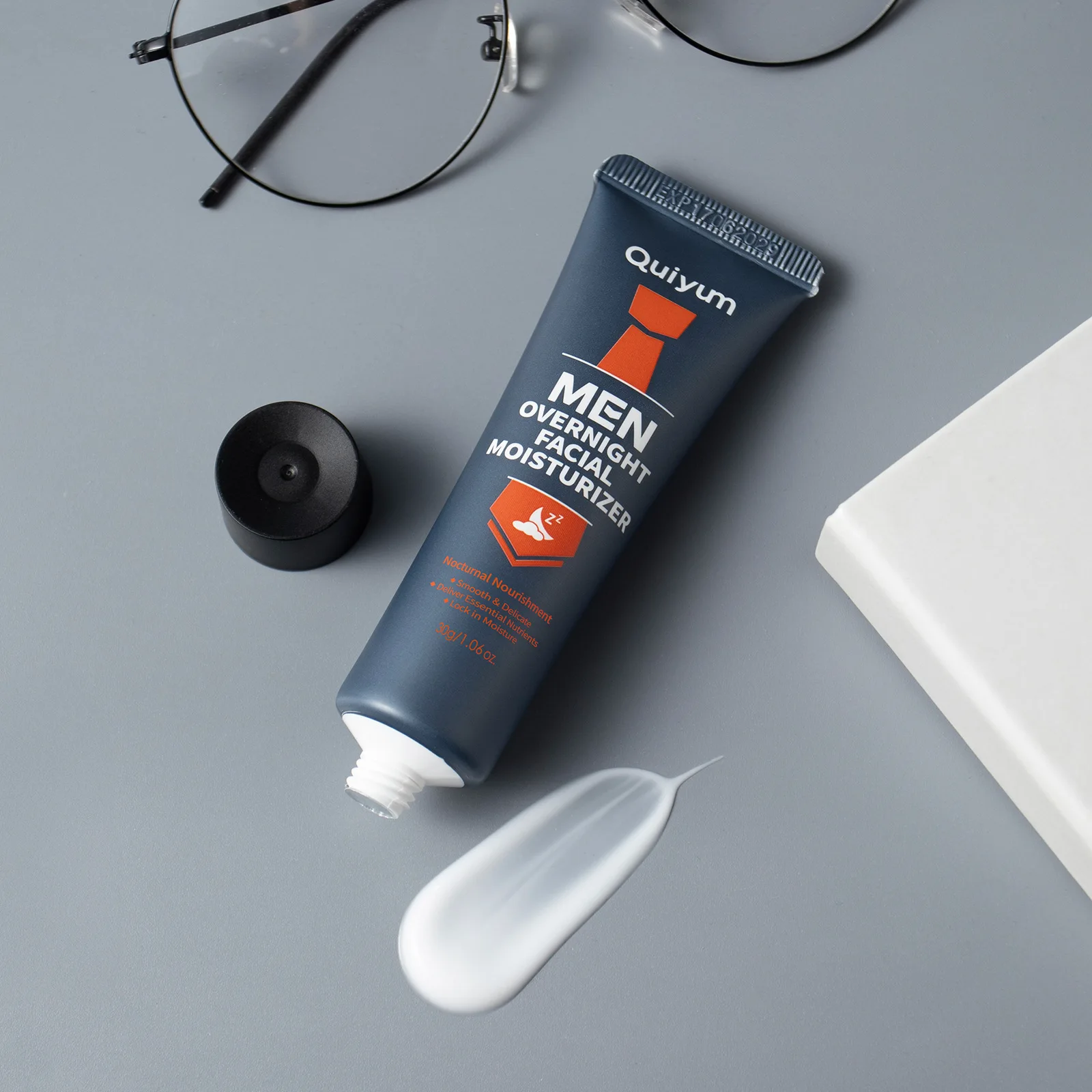 QUIYUM Men Night Cream 30g, Intense Moisturizing Face Cream for Dry Skin, Overnight Repair Hydrating Men Skin Care Lightweight