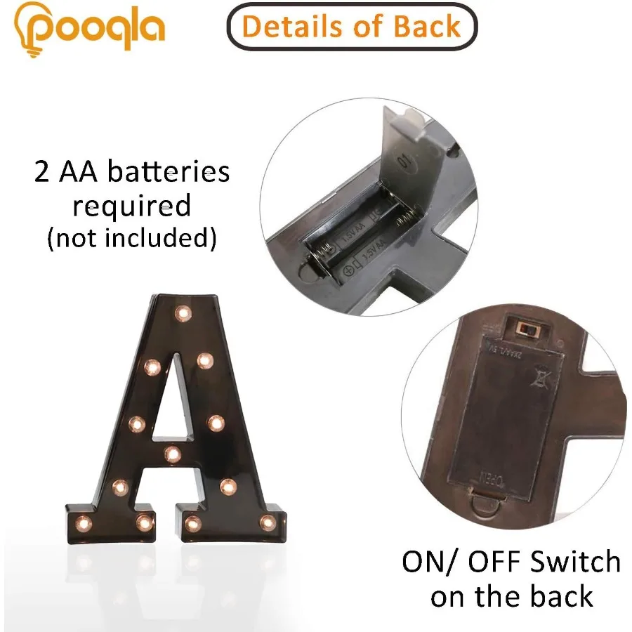 Pooqla تضيء LED حرف سرادق علامة الأبجدية سرادق الحروف مع أضواء لحفل زفاف عيد الميلاد عيد الميلاد ضوء الليل L