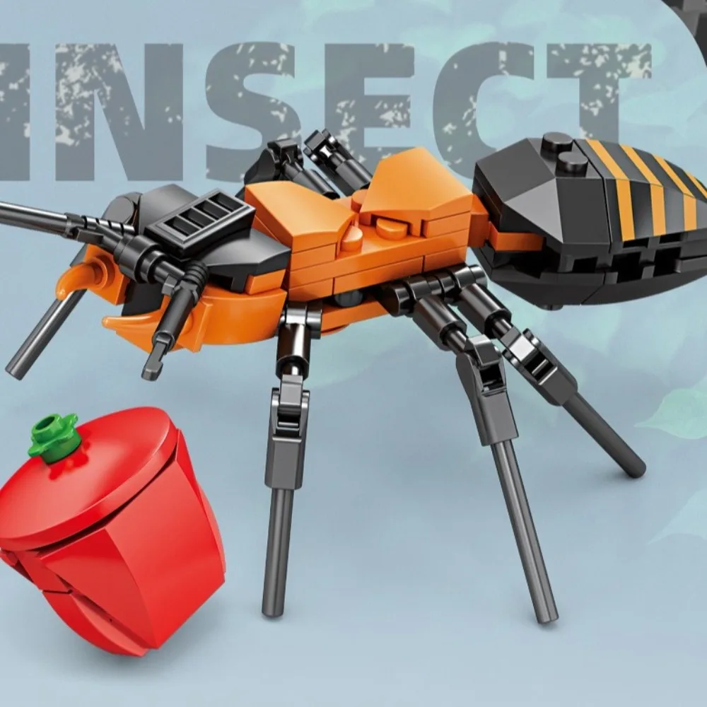 Новая серия насекомых, строительные блоки, пластиковые стрекозы, строительные кирпичи, игрушки, муравьи, богомола, пчелы, улитки, украшения для рабочего стола, подарки для детей