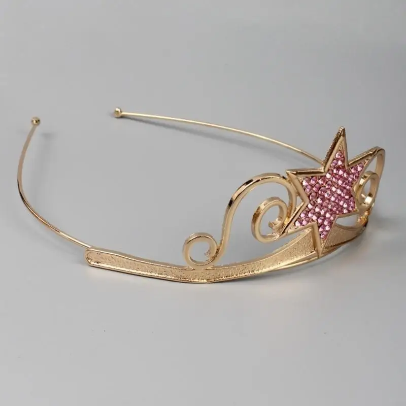 

M6CD Luxurious Crown Hair Hoop Heavy Duty Birthday Party Elegant Pageant Hexagram Crystal Girl Wedding Costume Headwear