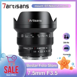 7artisans MF 7.5mm F3.5 Ultra Wide-angle APS-C DSLR Fisheye Lens Compatible with Canon EF Nikon F