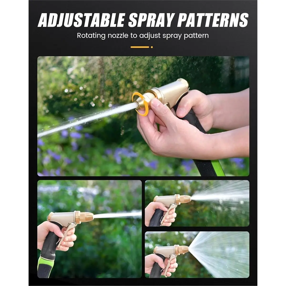Garden Hose Nozzle with Adjustable Nozzle Patterns for Watering Plants, Car Wash, Garden, Lawn Irrigation Pet Showering
