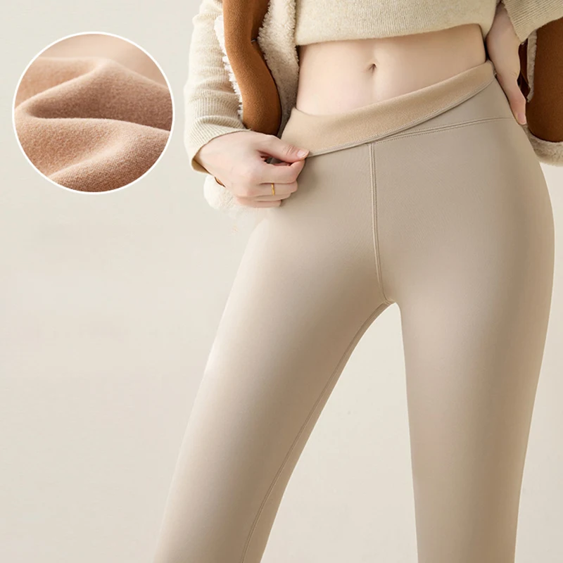 Damskie sportowe spodnie do jogi z koreańskiej skóry rekina na rok 2025, ocieplane pluszem, termiczne legginsy na jesień i zimę, do biegania, jazdy na rowerze, codzienne legginsy.