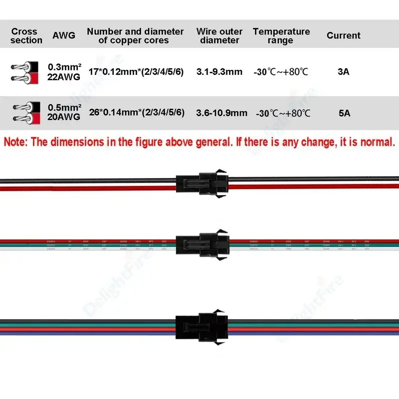 1-100pcs 2 Pin 3Pin SM Connector Extension Cable 60/100cm Female to Male Electric Wires For LED Rigid Strip Ni-Cd Battery Pack