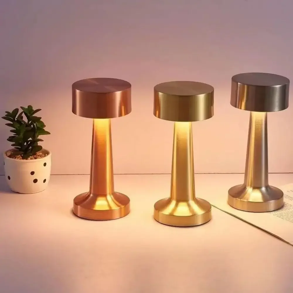 LED Night Light Retro Lamps USB Rechargeable Metal Touch Lamp For Bedside Written Dining Living Room Coffee Table Bedroom Decor