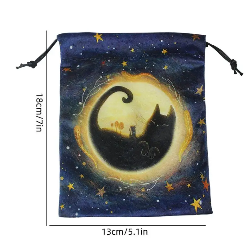 Bolsa De Terciopelo Con Cordón Para Tarot, Estuche De Tela Con Impresión Digital Para Cartas, Joyas, Piedras Y Dados, Medidas 13x18 Cm, Suave Y Resistente