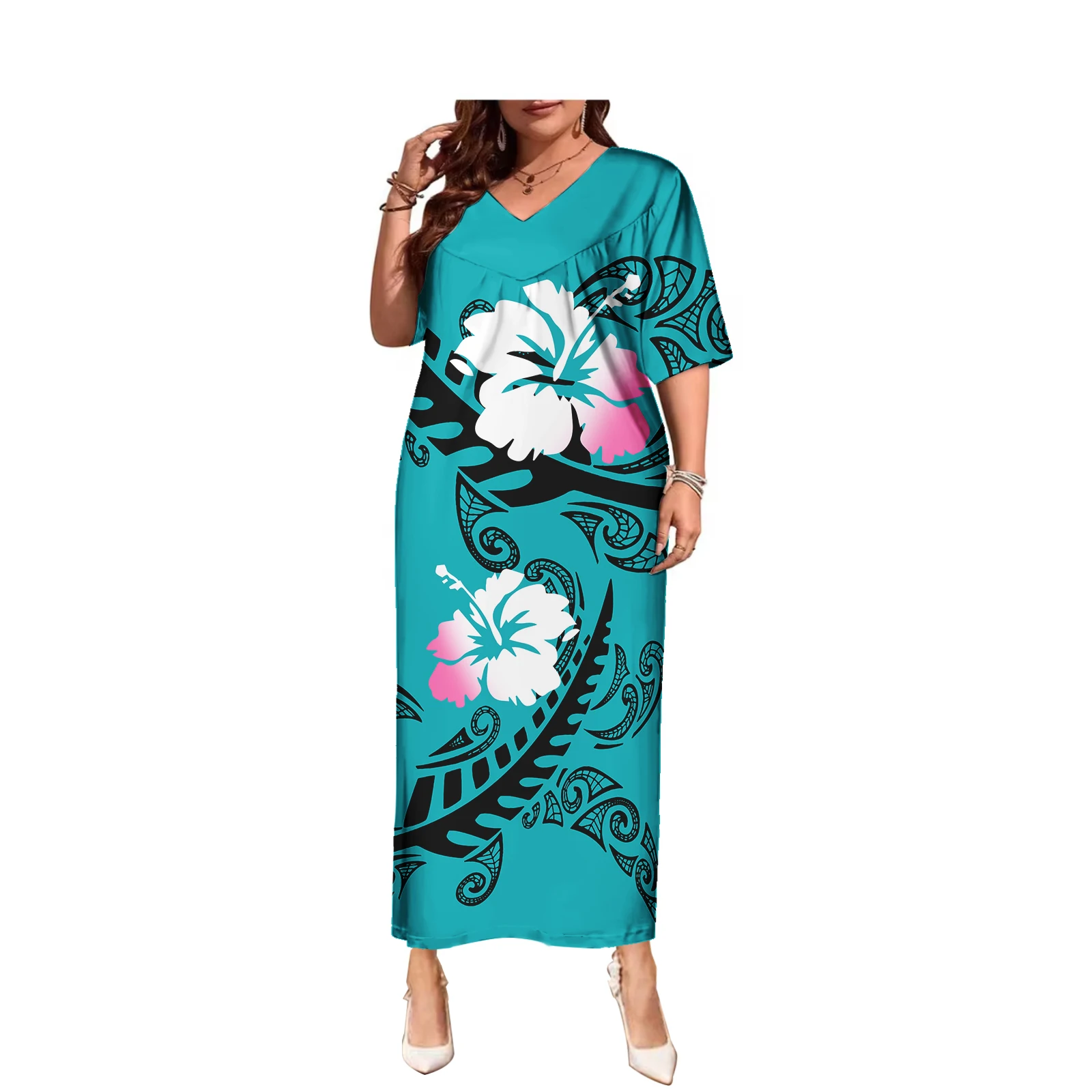 Samoan Puletasi Casual Island Maxi Dress Polynesian Tribal Dress Custom Plus Size Beach Holiday Island clothes