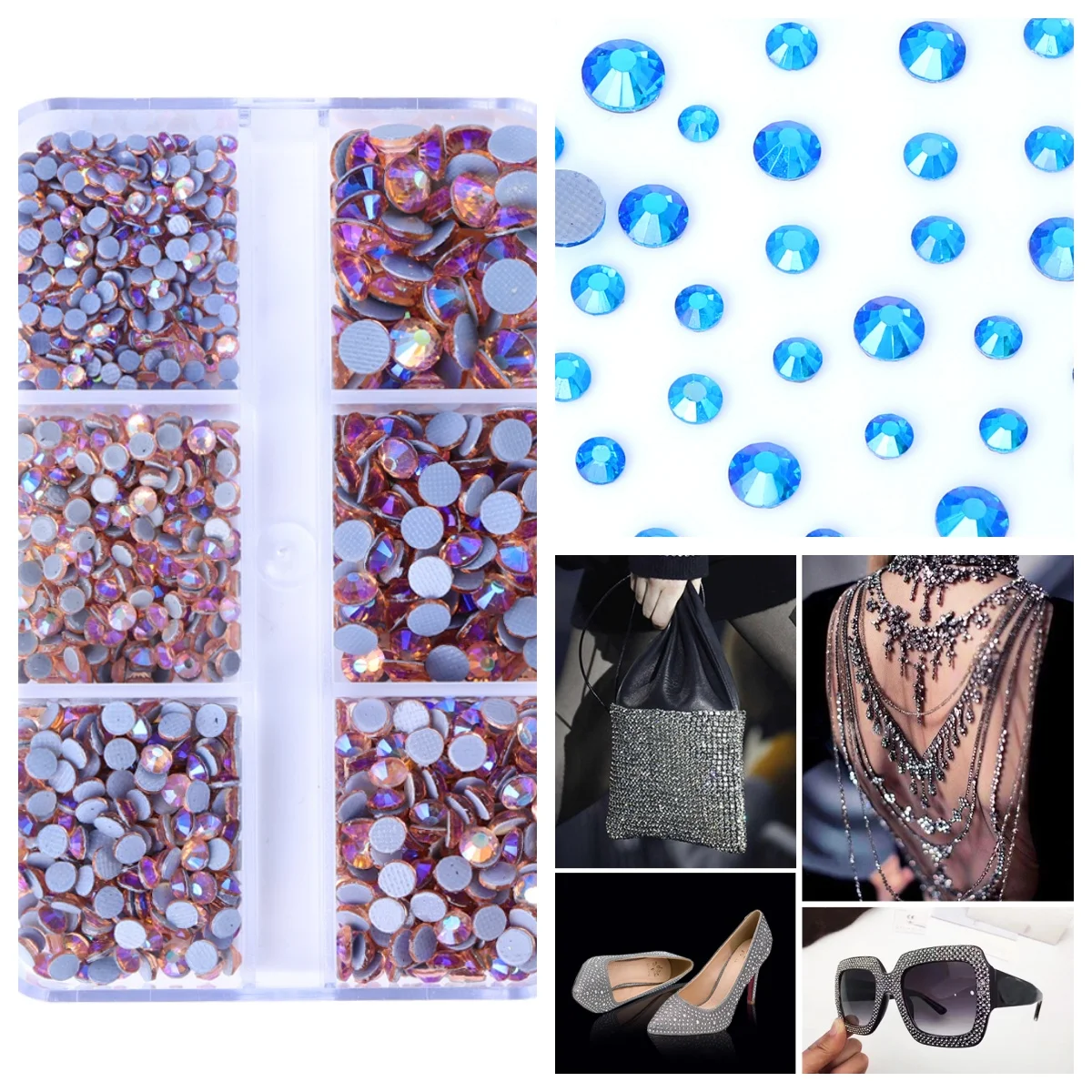 

SS6-SS30 Mix Size Box Set Hotfix Rhinestones Various AB Color Flatback Crystal Nail Art Gems For Shoes Garment Decoration