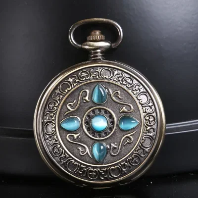 NEW Classical Black Steampunk Skeleton Mechanical pocket watch Necklace Pocket  & Fob Watches Chain Male Clock