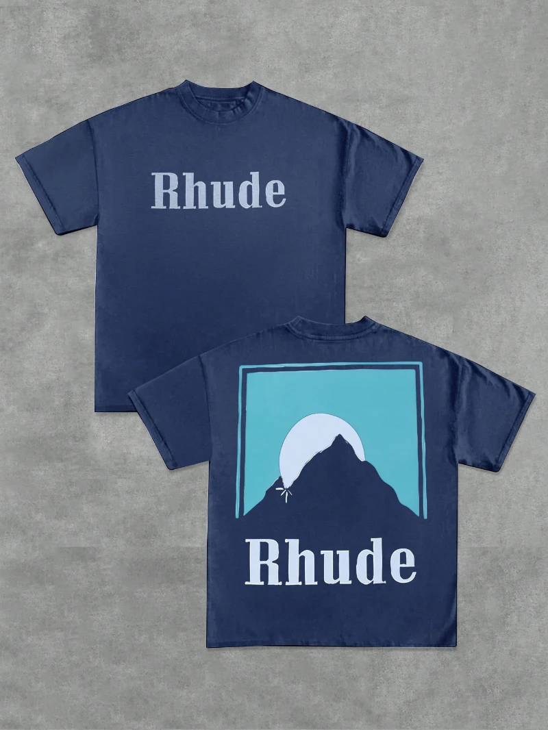 Rhude Moonlight Double-sided Print Men's Casual Short-Sleeve T-Shirt Couple's Spring/Summer Streetwear graphic t shirts