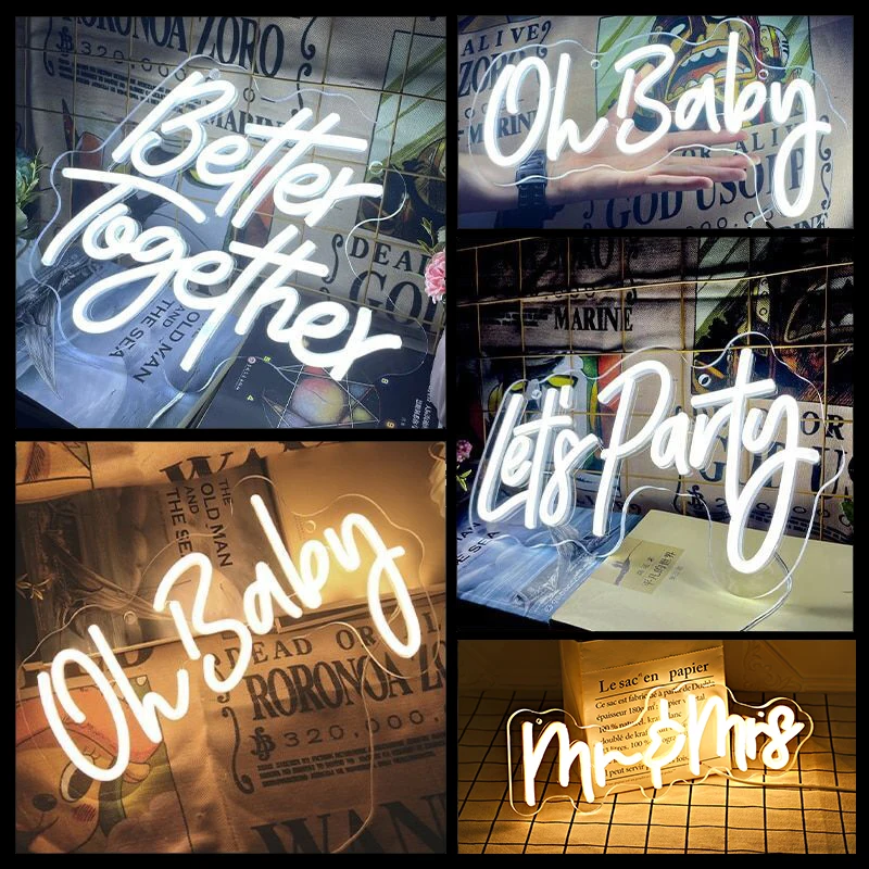 

LED Neon Sign Light Flex LED Letters Neon Lights With Transparent Acrylic For Birthday Wedding Party Kawaii Decoration